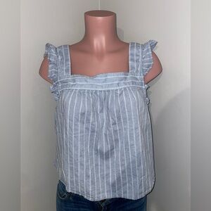 Madewell Striped Flutter-Sleeve Cross-Back Top XL